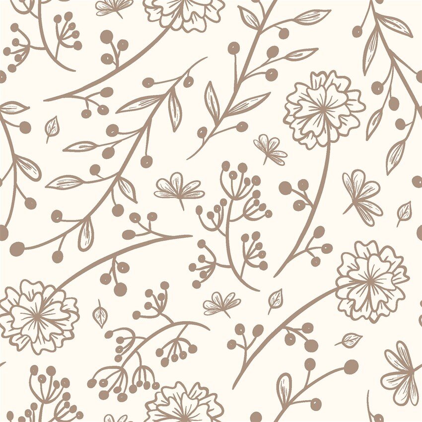 Baumwolljersey feine Blumenranken - creme