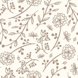 Baumwolljersey feine Blumenranken - creme