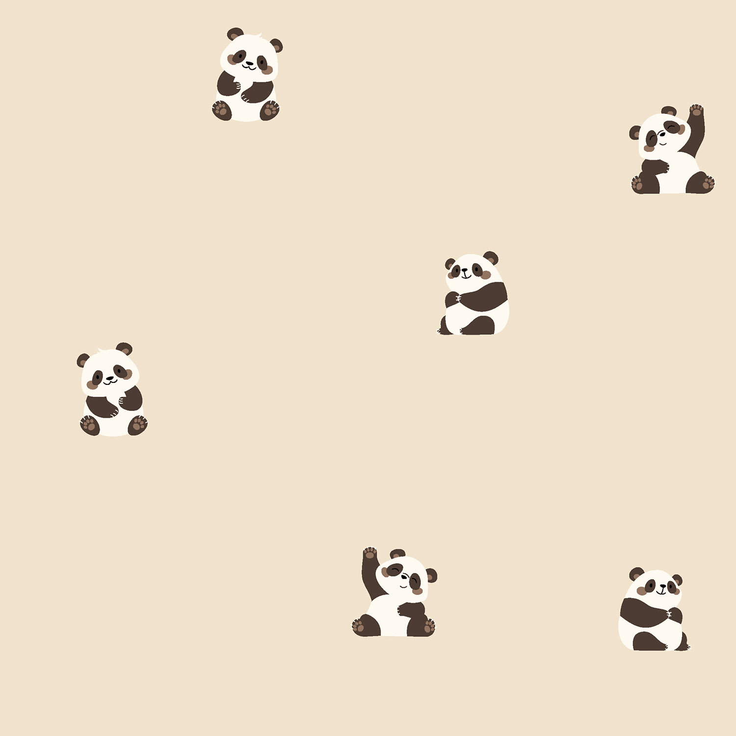 Baumwolljersey kleine Pandabären - cremebeige