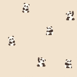 Baumwolljersey kleine Pandabären - cremebeige