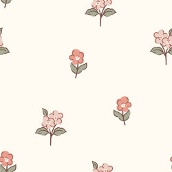 Baumwolljersey Blumen am Stiel - creme