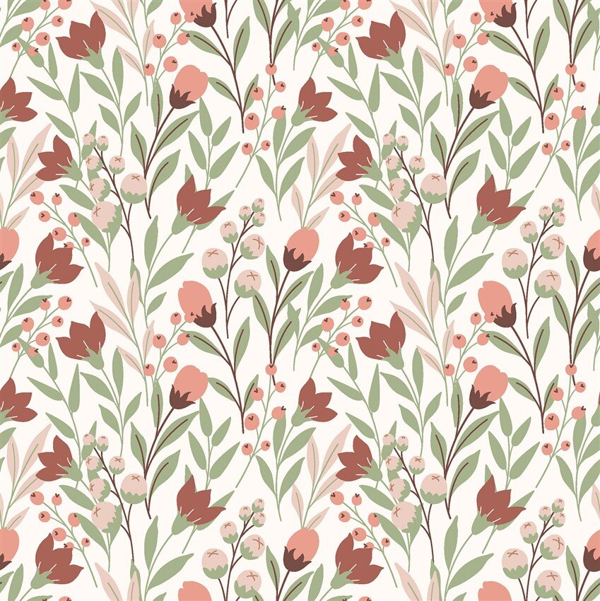 Baumwolljersey zarte Blumenwiese - creme