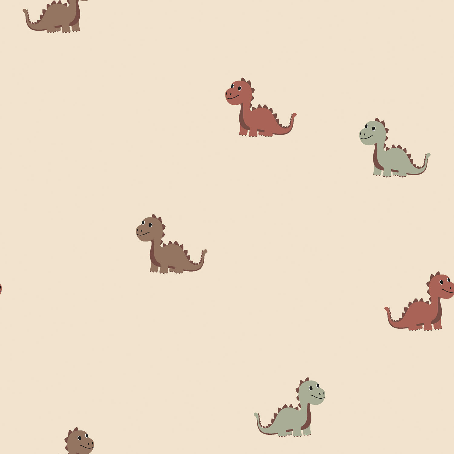 Baumwolljersey süße bunte Dinos - cremebeige
