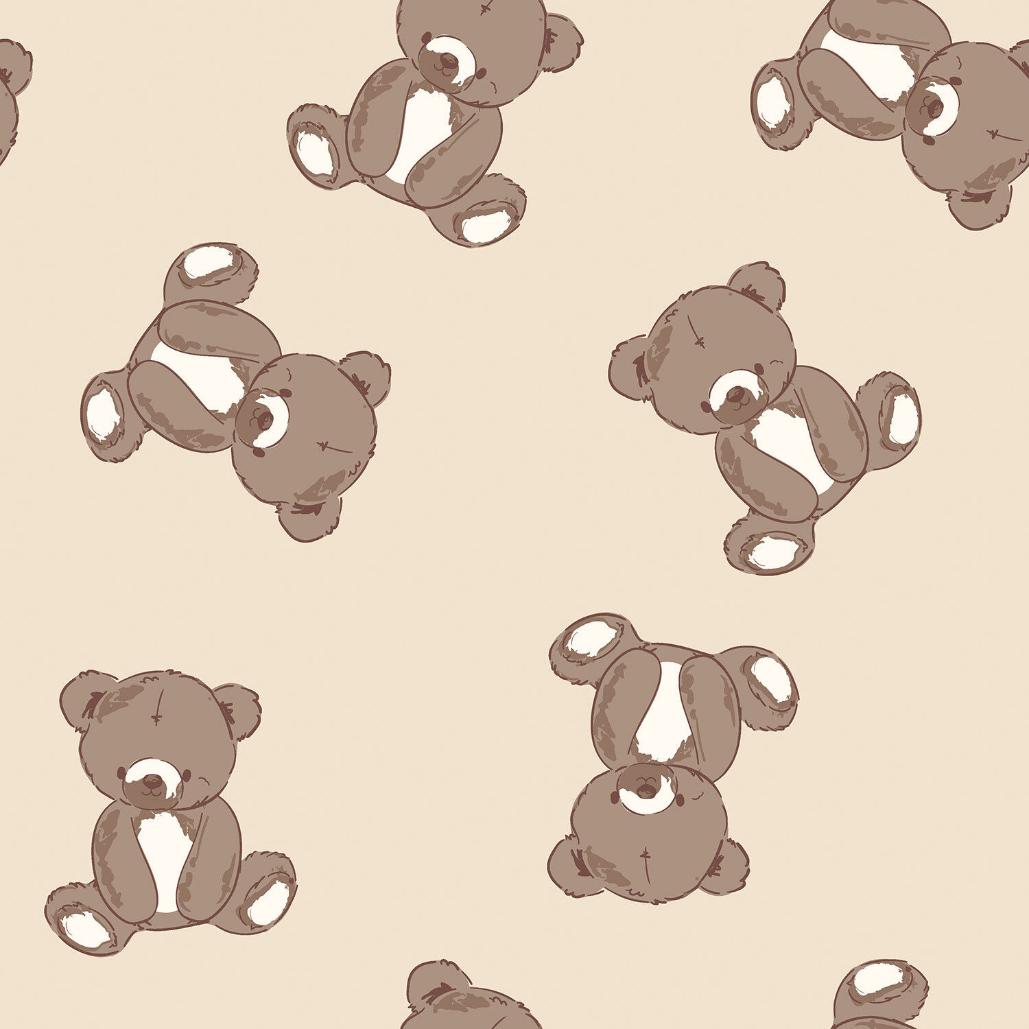 French Terry süße Teddys - hellbeige