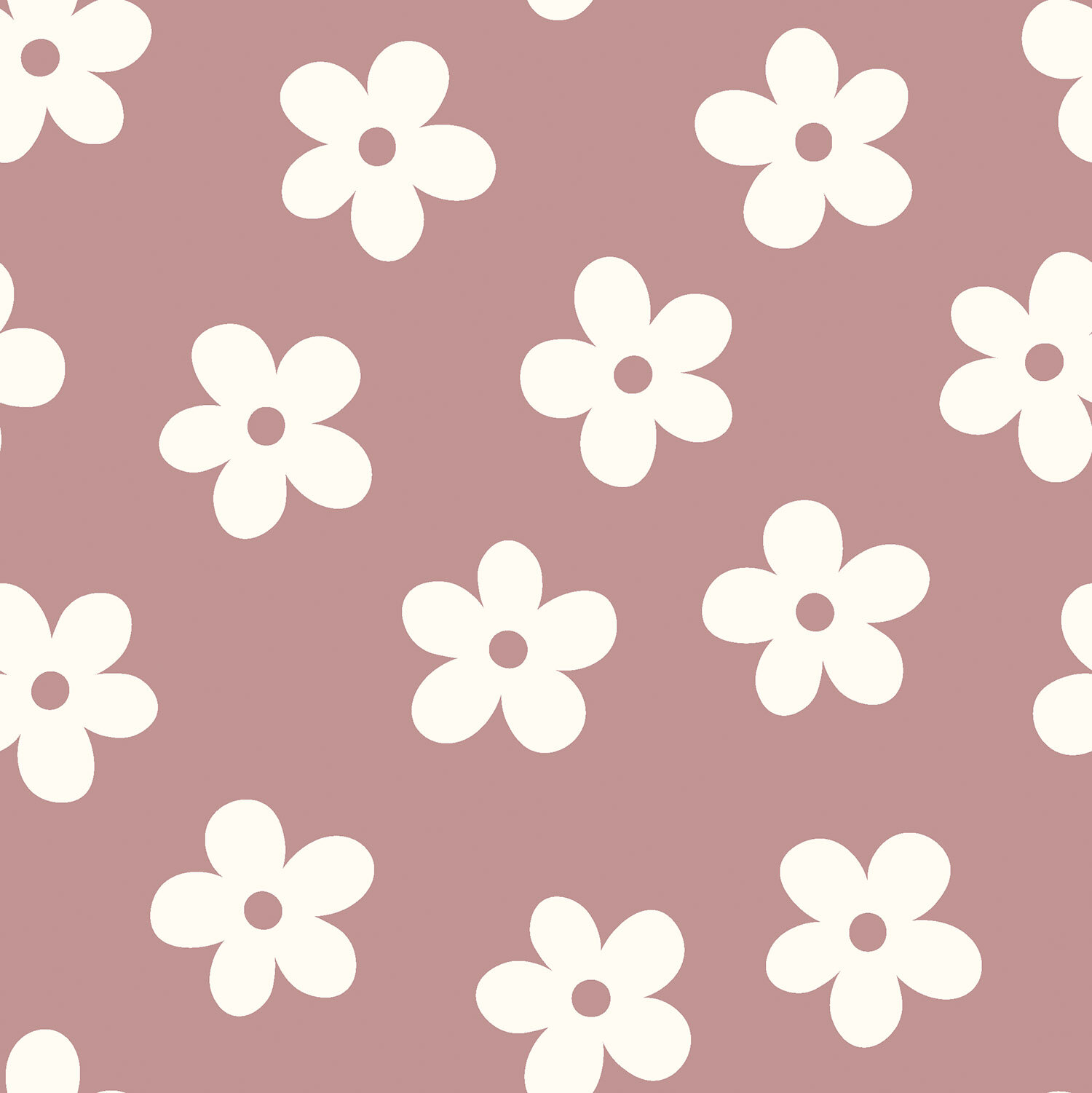 Baumwolljersey weiße Blüten - mauve