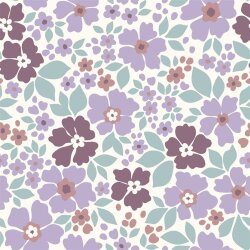 Baumwolljersey große bunte Blüten - creme