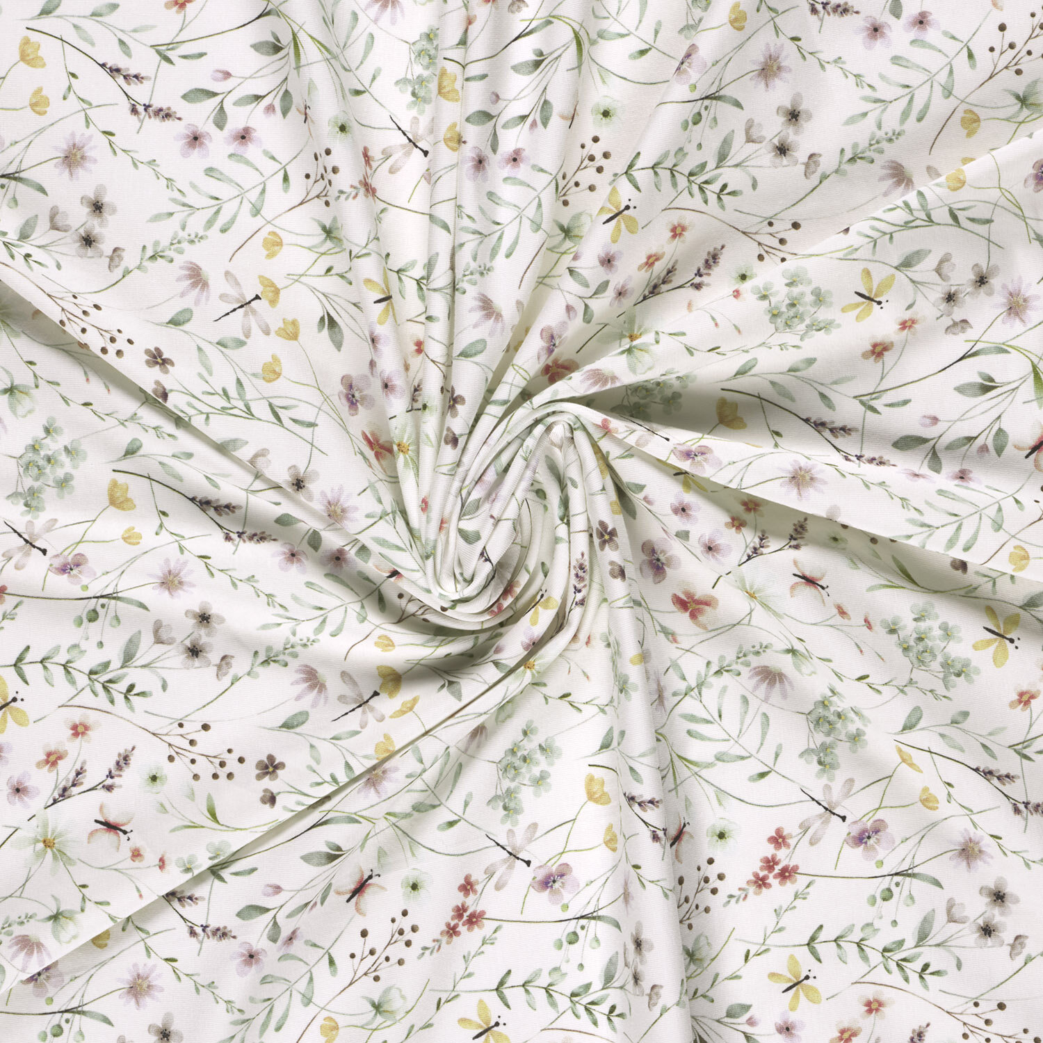 Baumwolljersey Organic Digital Sommerblumen - creme