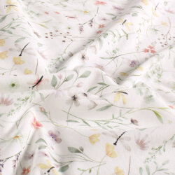 Baumwolljersey Organic Digital Sommerblumen - creme