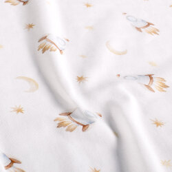 Baumwolljersey Organic Digital süße Raketen - creme