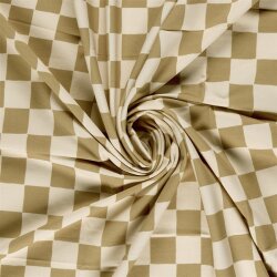 French Terry Digital Bio~Organic Schachbrett - kamelbeige