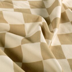 French Terry Digital Bio~Organic Schachbrett - kamelbeige