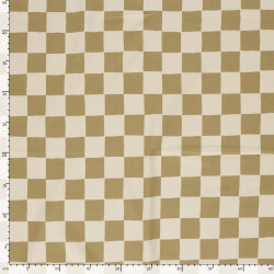 French Terry Digital Bio~Organic Schachbrett - kamelbeige