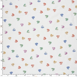 French Terry Digital Bio~Organic bunte Herzen - wollweiß - creme