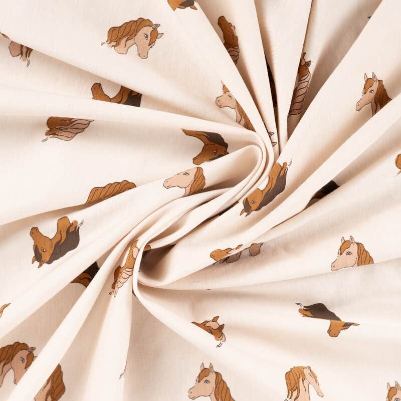 Baumwolljersey Pferdekopf - sand - rot