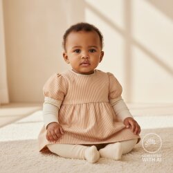 Baumwolljersey Streifen 3mm - karamelll/hellkaramell - rot