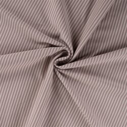 Baumwolljersey Streifen 3mm - taupe/helltaupe - rot