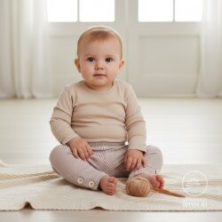 Baumwolljersey Streifen 3mm - taupe/helltaupe