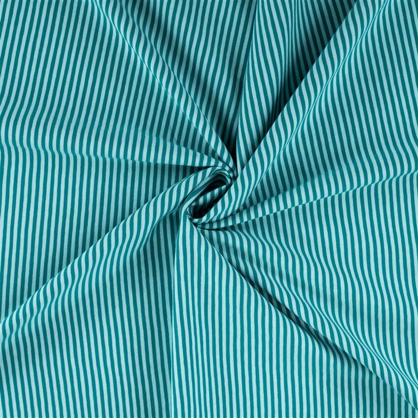 Baumwolljersey Streifen 3mm - petrol/hellpetrol - rot
