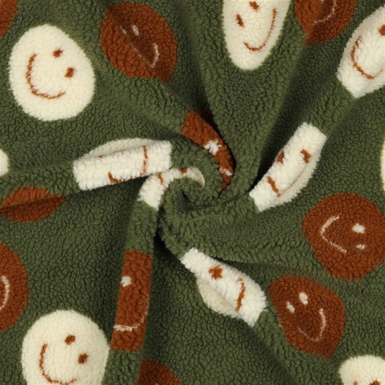 0,7 Meter - Teddystoff Smiley - dunkeloliv/rost