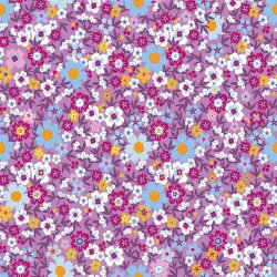 0,95 Meter - Baumwollpopeline bunte Blumen - flieder