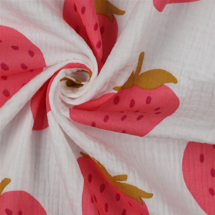 0,7 Meter - Musselin Erdbeeren - altweiss