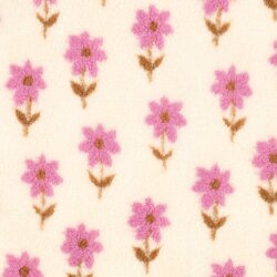 Teddystoff süße Blumen - creme/rosa