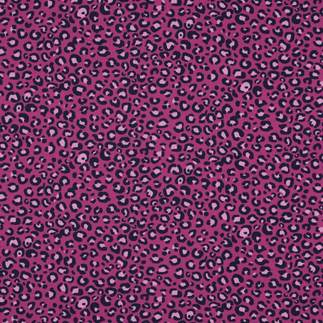 French Terry kleine Leotupfen - pink