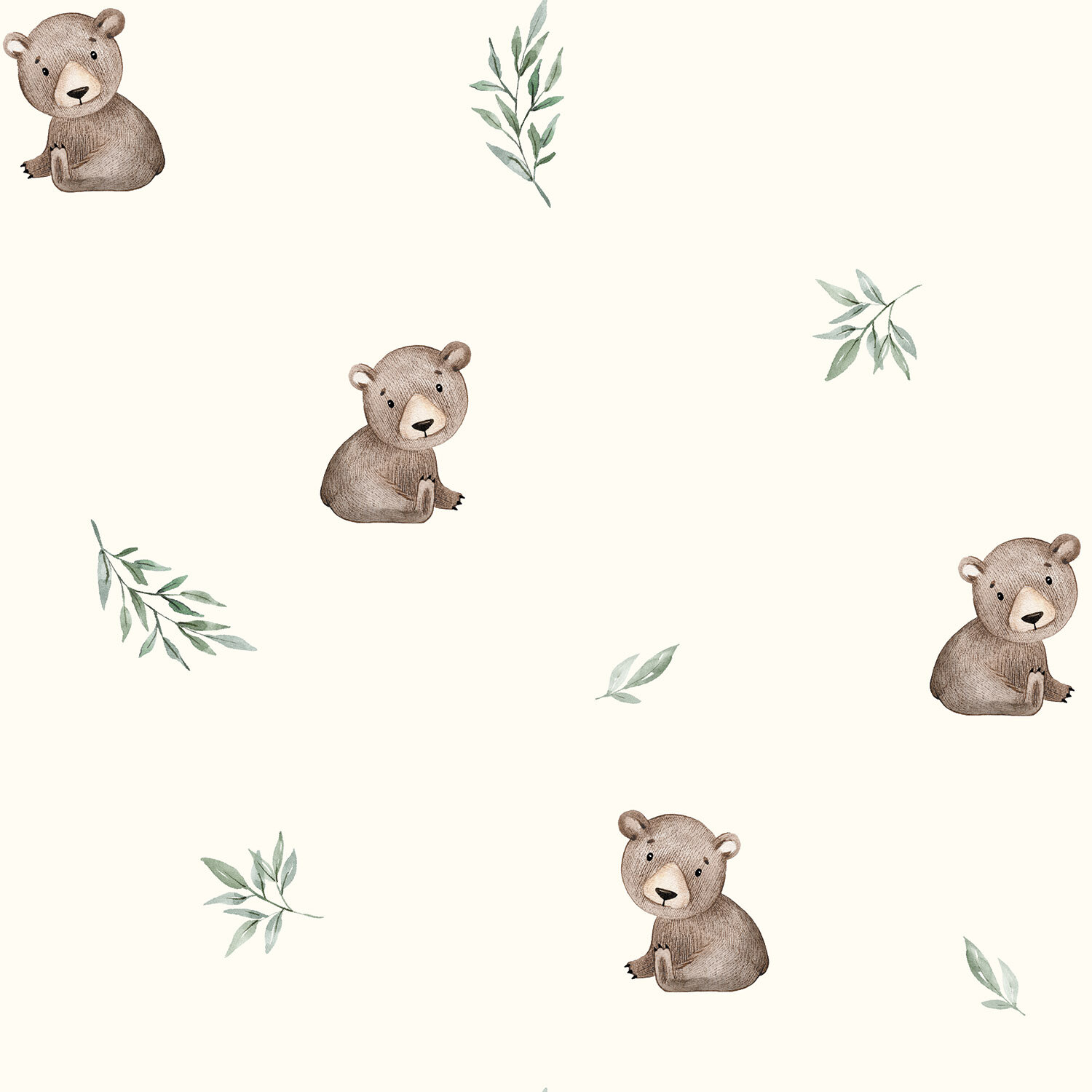 0,7 Meter - Baumwolljersey Digital Organic kleine Bären - creme
