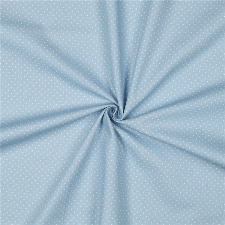 1 Meter - Baumwollpopeline 2mm Punkte - hellblau