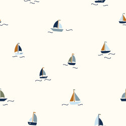 0,8 Meter - Baumwollpopeline kleine Segelboote - creme