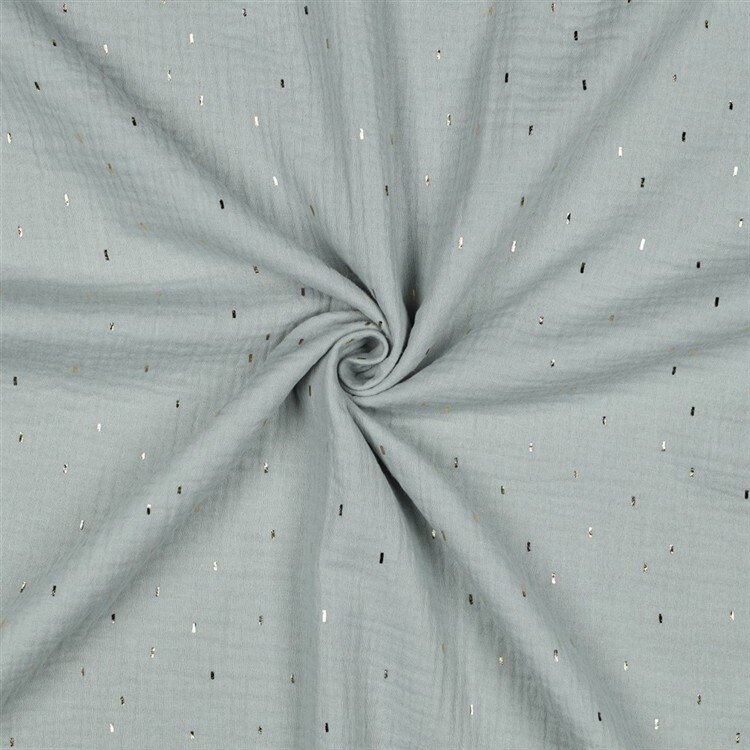 0,7 Meter - Musselin Gold Striche - mint
