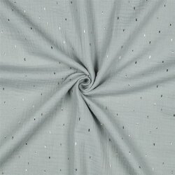 0,7 Meter - Musselin Gold Striche - mint