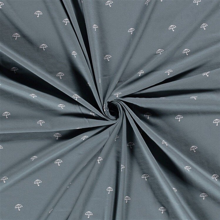 0,9 Meter - Baumwolljersey Regenschirm indigo