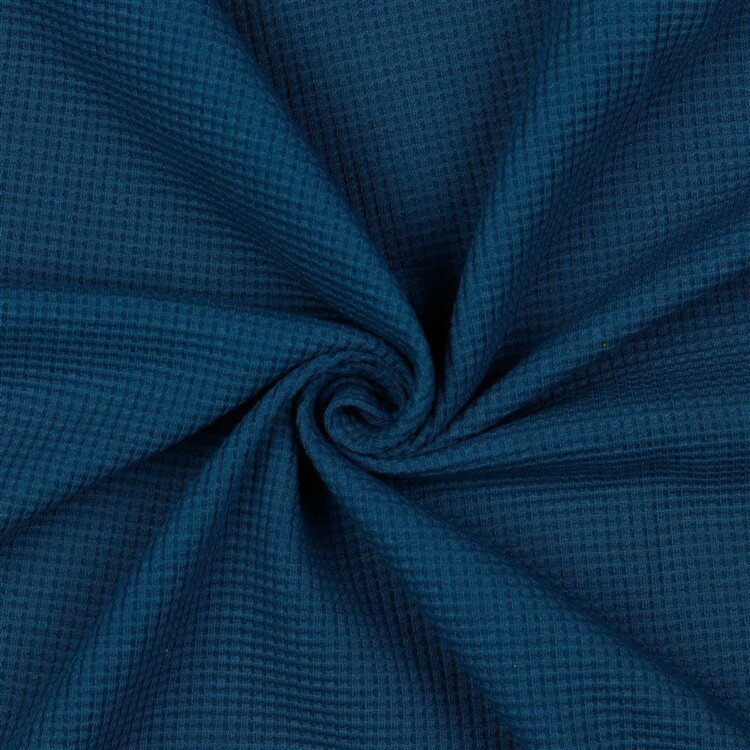 0,8 Meter - Waffeljersey Organic - jeansblau