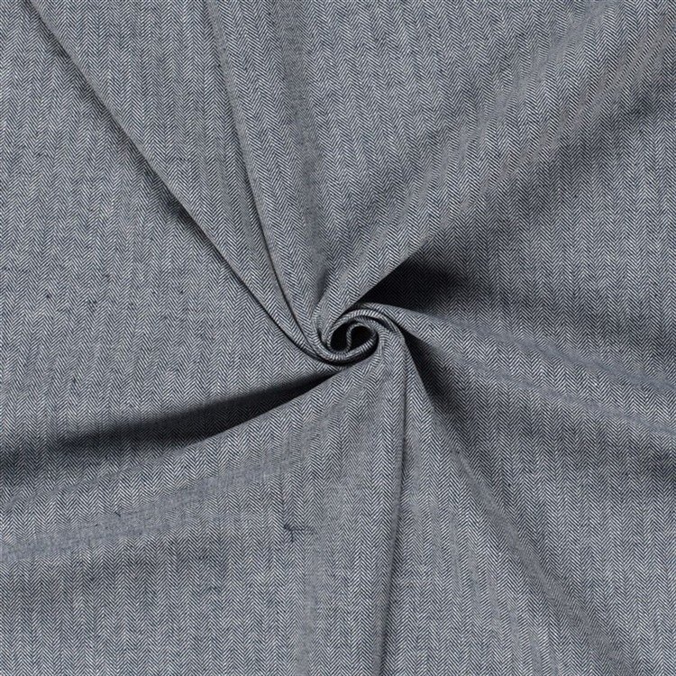 0,95 Meter - Leinen Chambray Fischgräte Melange - dunkelblau