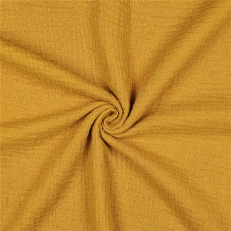 0,8 Meter - Dreilagiger Baumwoll Musselin Bio~Organic - ocker