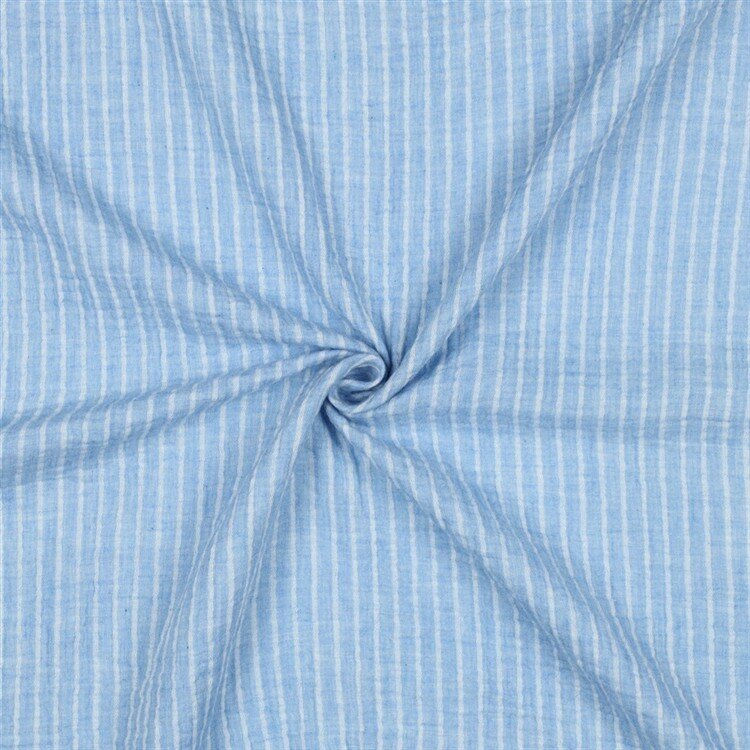 0,8 Meter - Musselin Gestreift - hellblau