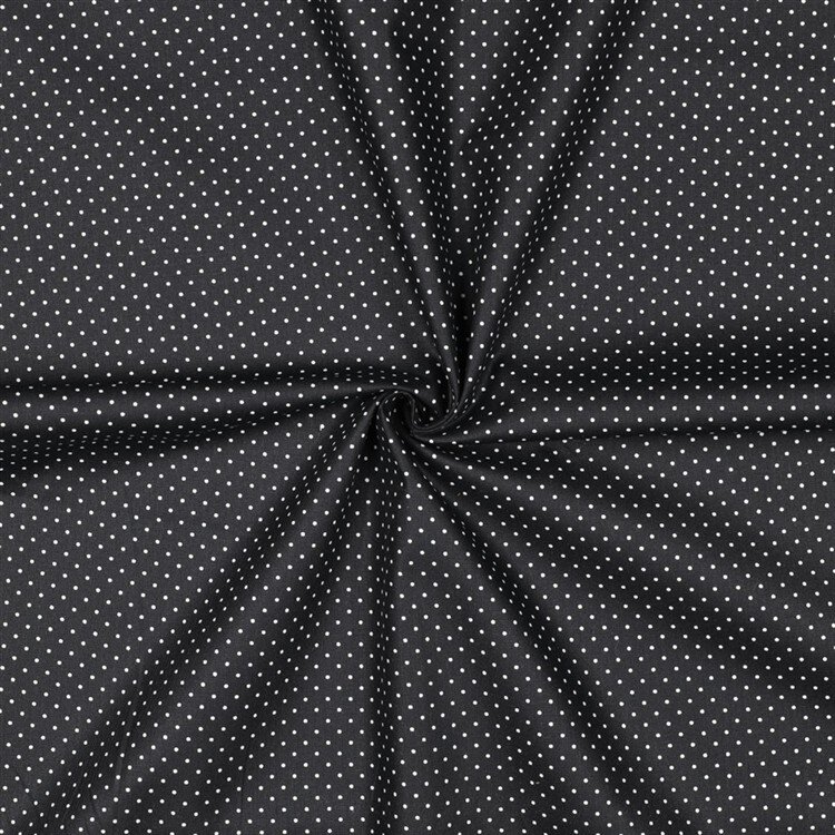 0,3 Meter - Baumwollpopeline 2mm Punkte - schwarz