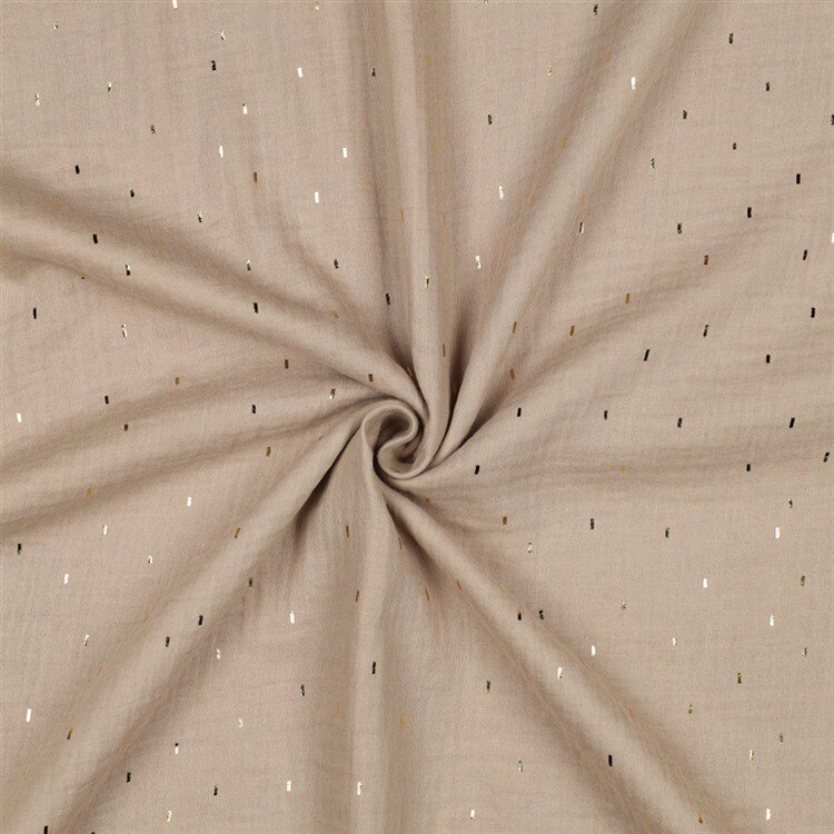 0,5 Meter - Musselin Gold Striche - beige