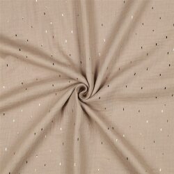 0,5 Meter - Musselin Gold Striche - beige
