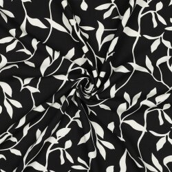 0,5 Meter - Viskosestoff LEAVES - schwarz