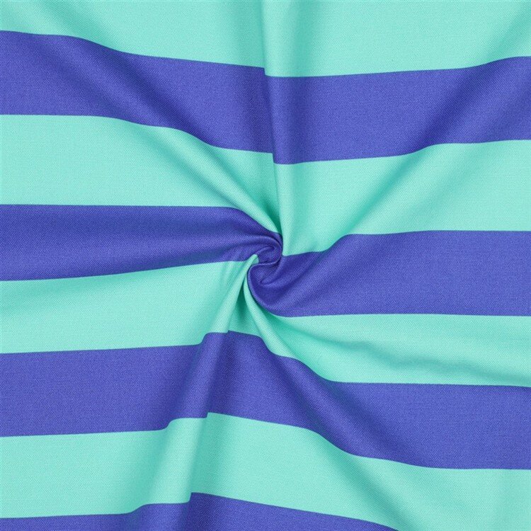 0,5 Meter - Canvas Blockstreifen - hellmint/blau