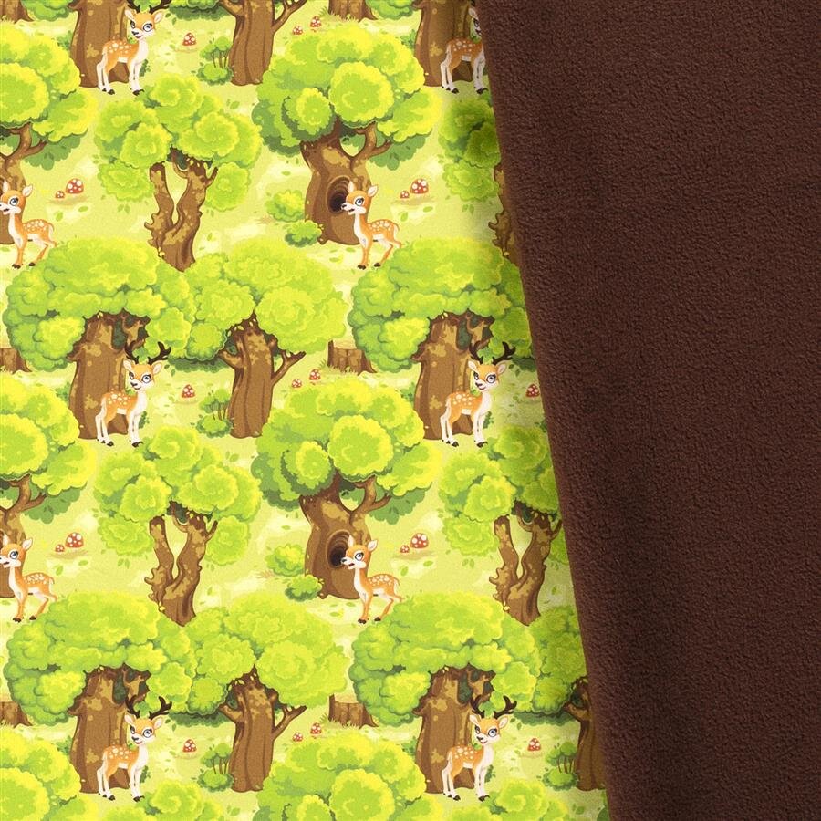 0,8 Meter - Softshell Digital Rehkitze im Wald hellgrün