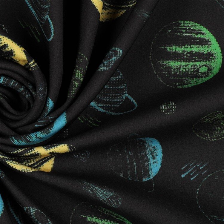 0,5 Meter - Softshell Digital gelbe Planeten - schwarz