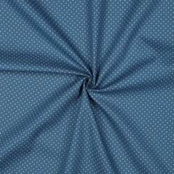 0,7 Meter - Baumwollpopeline 2mm Punkte - jeansblau