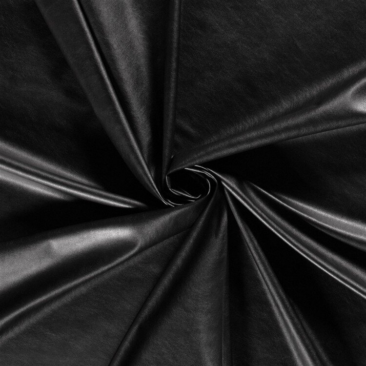 1 Meter - Glattes Lederimitat Stretch Uni – schwarz