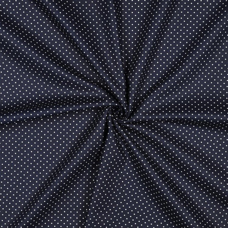 0,5 Meter - Baumwollpopeline 2mm Punkte - dunkelblau