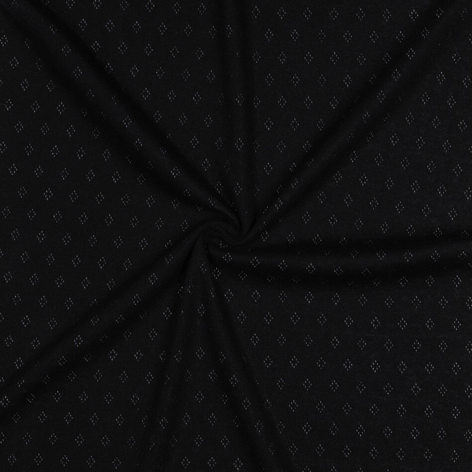 0,9 Meter - Feinstrickjersey *Vera* Lochmuster - schwarz
