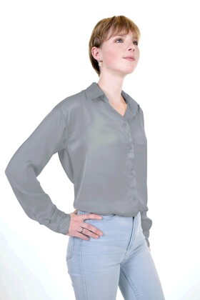 Brautsatin *Marie* - silber grau