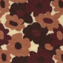 Teddystoff große Blüten - cremebeige/braun/rot